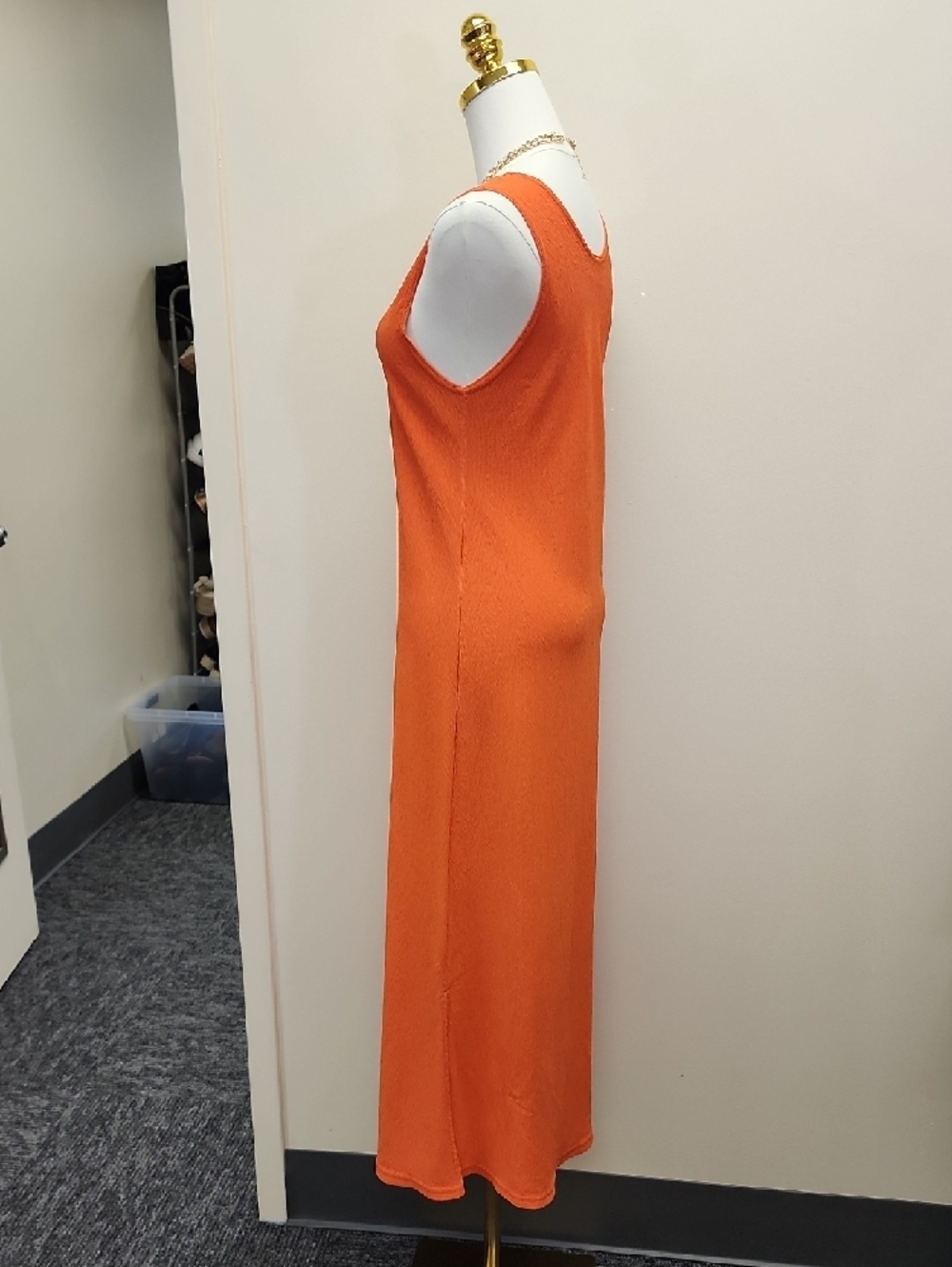 Fashion Code Orange Sleeveless Maxi Dress Tank Style Size Small - Picture 3 of 9